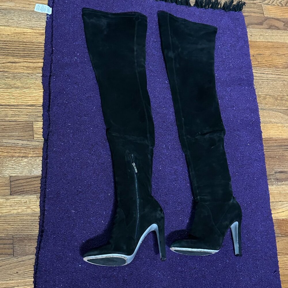 Super Sexy Sergio Rossi High High Black Suede High Heel Boots Y2K Size 38